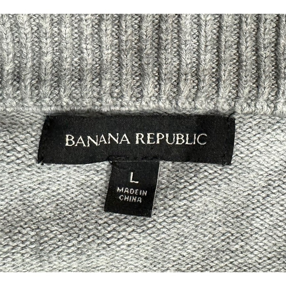Banana Republic Sweater Mens Large Gray Cardigan Collared Heavy Full Zip Sweater - Picture 10 of 13